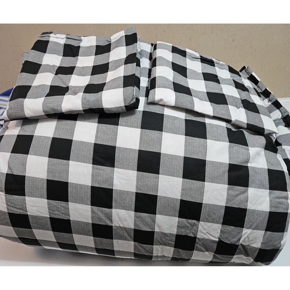 Eddie Bauer Mountain Plaid Comforter Set Black/White King